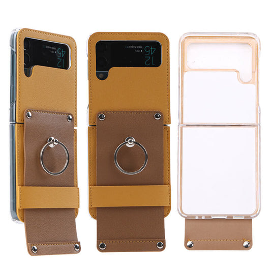 Multicolor Leather Stand Ring Leather Phone Case For Samsung Galaxy Flip3 Samsung Galaxy Z Flip 3 Case