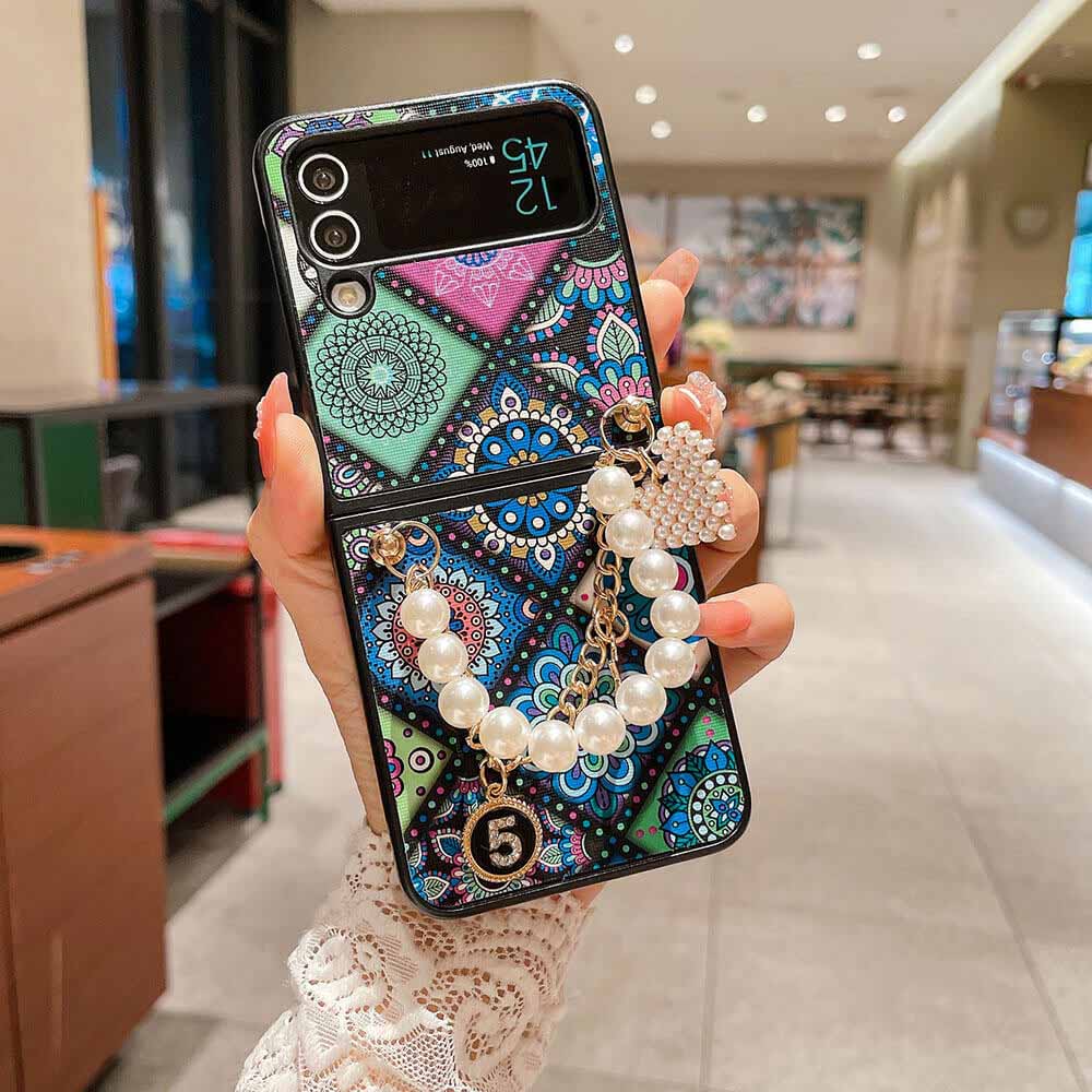 Boho Pearl Bracelet Galaxy Z Flip3 Flip4 Phone Case Samsung Cases