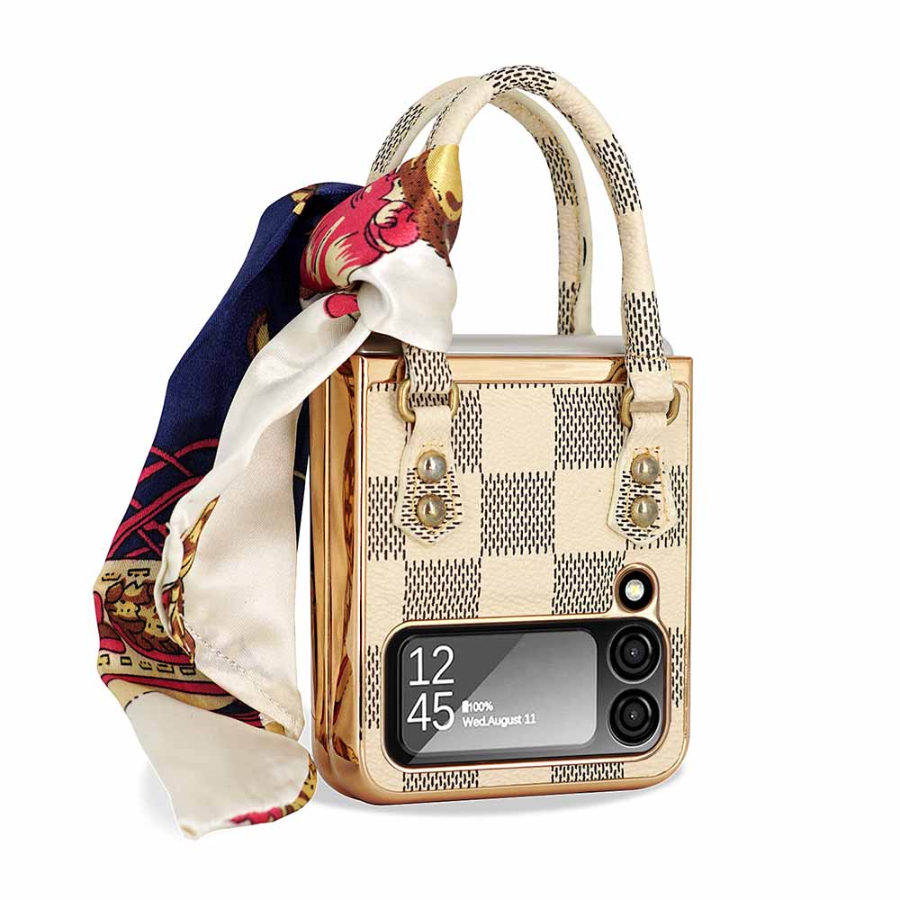 Newest Color Handbag Fashion Silk Scarf Galaxy Z Flip3 Flip4 Phone Case Samsung Cases