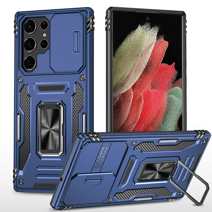 Armored Rotating Ring Push Window Lens Protection Drop-proof Phone Case For Samsung