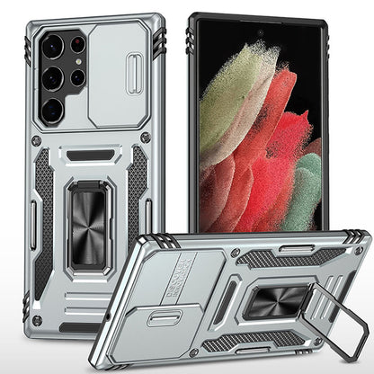 Armored Rotating Ring Push Window Lens Protection Drop-proof Phone Case For Samsung