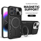 Mecha Lens Protective Cover Magnetic Metal Swivel Bracket Anti-Shatter Phone Case For iPhone