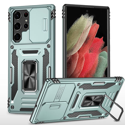 Armored Rotating Ring Push Window Lens Protection Drop-proof Phone Case For Samsung