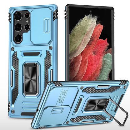 Armored Rotating Ring Push Window Lens Protection Drop-proof Phone Case For Samsung