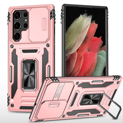 Armored Rotating Ring Push Window Lens Protection Drop-proof Phone Case For Samsung