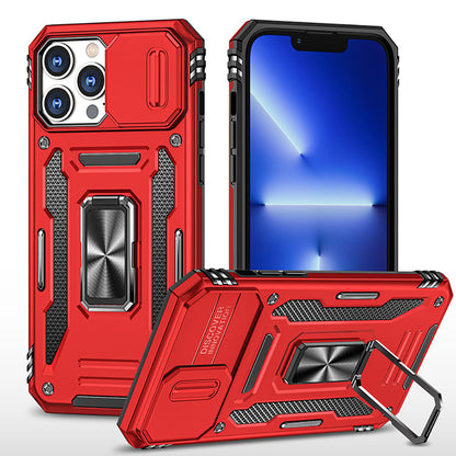 Armored Rotating Ring Push Window Lens Protection Drop-proof Phone Case For iPhone