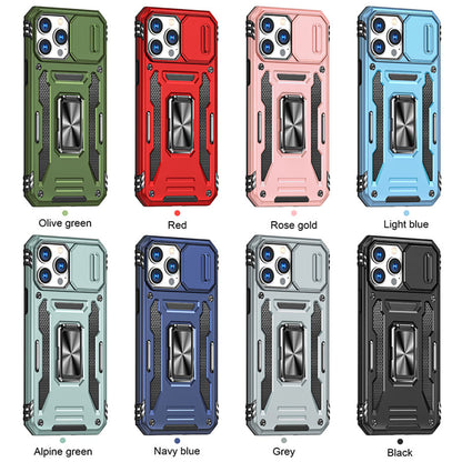 Armored Rotating Ring Push Window Lens Protection Drop-proof Phone Case For iPhone