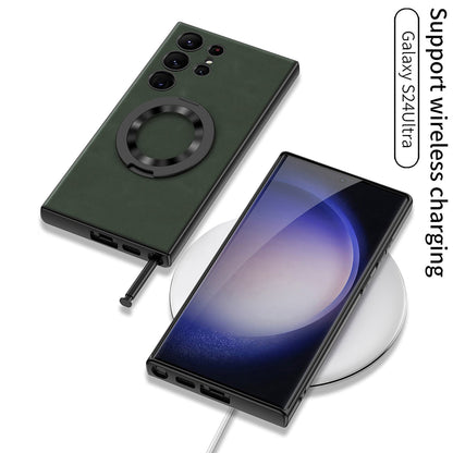 Leather Magnetic Bracket Protective Phone Case For Samsung Galaxy S24 S23 Ultra Plus