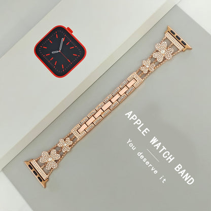 Stylish Shamrock Metal Rhinestones Band For Apple Watch