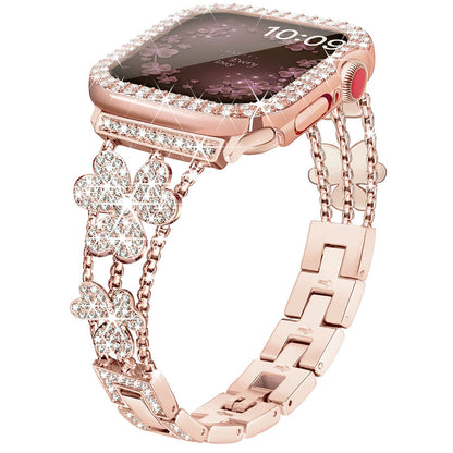 Stylish Shamrock Metal Rhinestones Band For Apple Watch