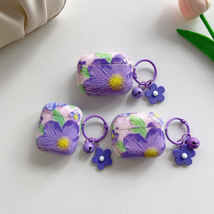 Vintage Relief Oil Painting Flowers Airpods Case