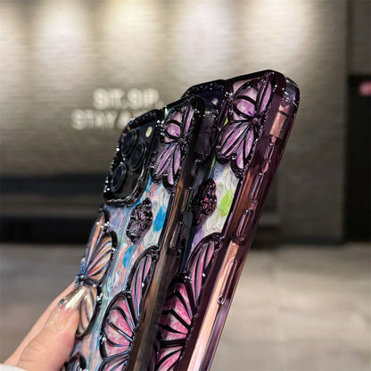 Newest Electroplated Oil Painting Flower Phone Case For iPhone