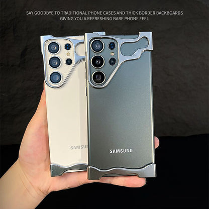 Frameless Aluminum Alloy Metal Corner Pad Anti-Fall Phone Case With Lens Protective Film For Samsung Galaxy