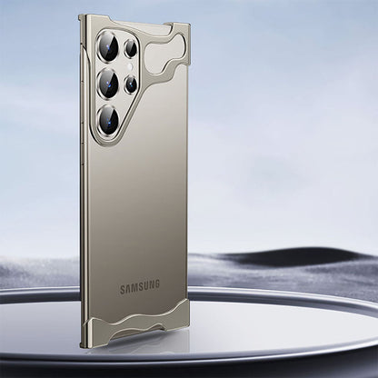 Frameless Aluminum Alloy Metal Corner Pad Anti-Fall Phone Case With Lens Protective Film For Samsung Galaxy