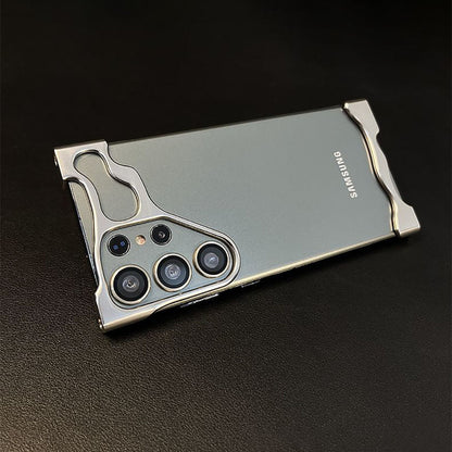 Frameless Aluminum Alloy Metal Corner Pad Anti-Fall Phone Case With Lens Protective Film For Samsung Galaxy