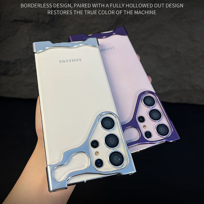 Frameless Aluminum Alloy Metal Corner Pad Anti-Fall Phone Case With Lens Protective Film For Samsung Galaxy