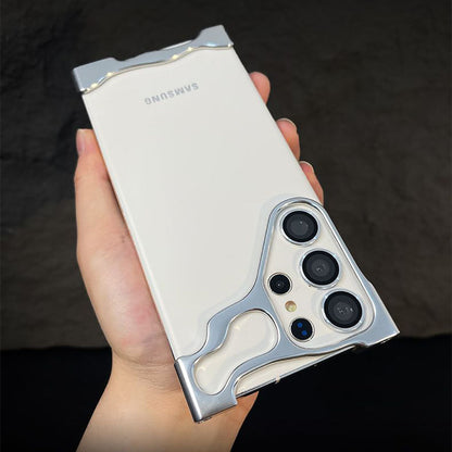 Frameless Aluminum Alloy Metal Corner Pad Anti-Fall Phone Case With Lens Protective Film For Samsung Galaxy