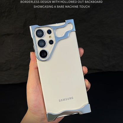 Frameless Aluminum Alloy Metal Corner Pad Anti-Fall Phone Case With Lens Protective Film For Samsung Galaxy