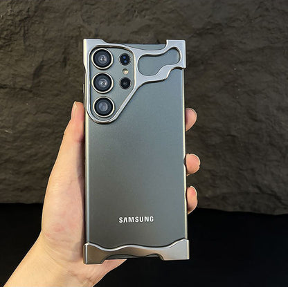 Frameless Aluminum Alloy Metal Corner Pad Anti-Fall Phone Case With Lens Protective Film For Samsung Galaxy