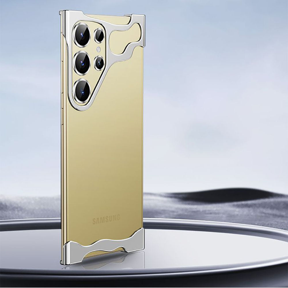 Frameless Aluminum Alloy Metal Corner Pad Anti-Fall Phone Case With Lens Protective Film For Samsung Galaxy