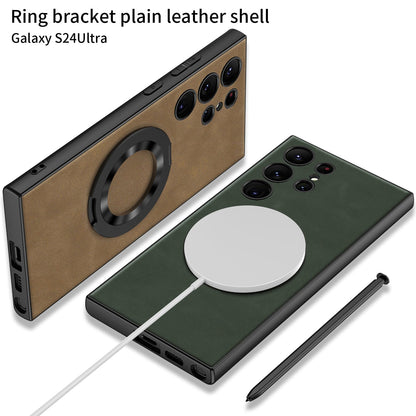 Leather Magnetic Bracket Protective Phone Case For Samsung Galaxy S24 S23 Ultra Plus