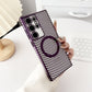 Newest Electroplating Transparent Carbon Fiber Pattern Magnetic Phone Case For Samsung Galaxy