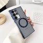 Newest Electroplating Transparent Carbon Fiber Pattern Magnetic Phone Case For Samsung Galaxy