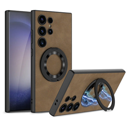 Leather Magnetic Bracket Protective Phone Case For Samsung Galaxy S24 S23 Ultra Plus