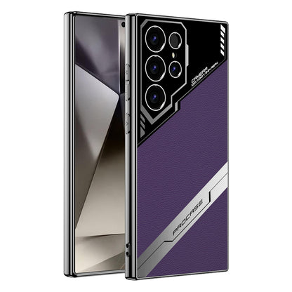 High-End Business Style Electroplated Leather Anti-fall Protective Phone Case For Samsung Galaxy S24 S23 Ultra