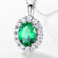 Emerald Gemstone and Zircon Pendant Necklace S925 Silver 1 Carats Total