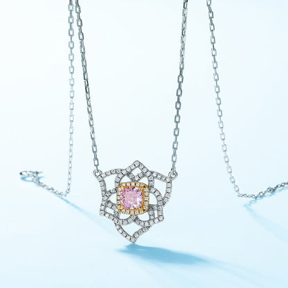 Crushed Ice Cutting Gemstone Flower Necklace S925 Silver 1 Carats Total