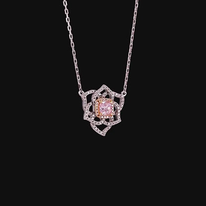 Crushed Ice Cutting Gemstone Flower Necklace S925 Silver 1 Carats Total