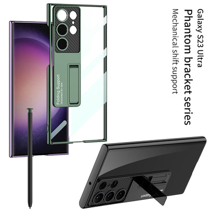 Electroplated Clear Phone Case With Invisible Bracket For Samsung Galaxy S23 S22 Ultra Plus - mycasety2023 Mycasety