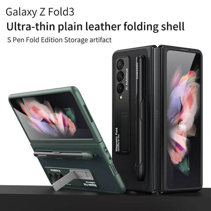 Luxury Leather Cover With Pen Slot Holder - Samsung Z Fold3 5G Phone Case Samsung Galaxy Z Fold 3 Case