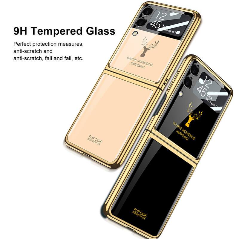 GKK Back Screen Tempered Glass Case For Samsung Galaxy Z Flip 3 5G Luxury  Plating Frame Hard Cover For Samsung Z Flip3 5G Case