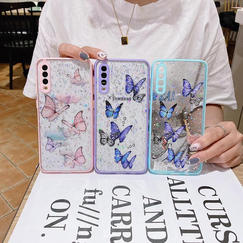 New Star Glitter Butterfly - Clear Samsung Galaxy Phone Case Samsung Galaxy Phone Cases