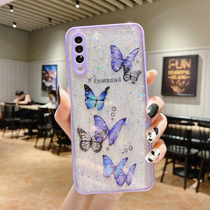 New Star Glitter Butterfly - Clear Samsung Galaxy Phone Case Samsung Galaxy Phone Cases