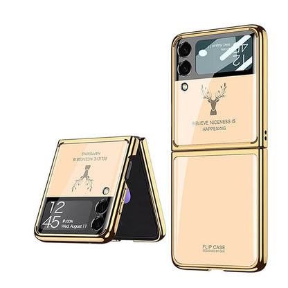 Luxury Deer Glass - Samsung Z Flip 3 5G Phone Case Samsung Galaxy Z Flip 3 Case