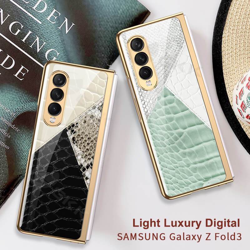 Python Leopard Print Tempered Glass - Samsung Galaxy Z Fold 3 5G Phone Case Samsung Galaxy Z Fold 3 Case