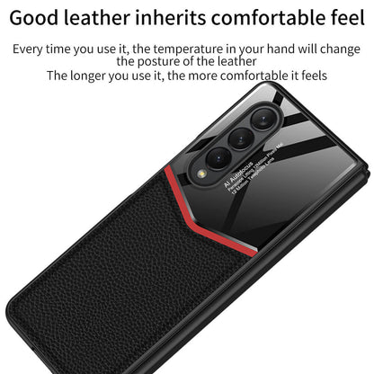 Ultra-thin plain leather luxury business Tempered Glass - Samsung Galaxy Z Fold 3 5G Phone Case Samsung Galaxy Z Fold 3 Case