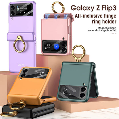 Newest Magnetic All-inclusive Hinge Ring Holder Case For Samsung Galaxy Z Flip3 Flip4 5G Samsung Cases