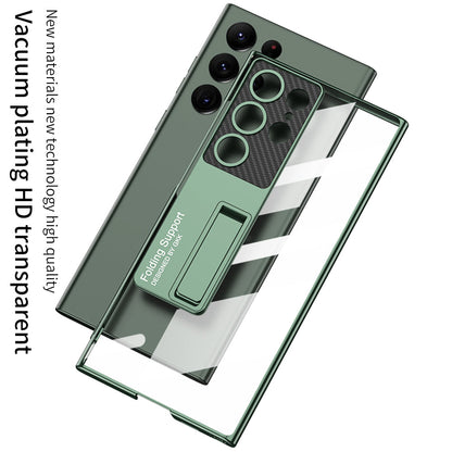 Electroplated Clear Phone Case With Invisible Bracket For Samsung Galaxy S23 S22 Ultra Plus - mycasety2023 Mycasety