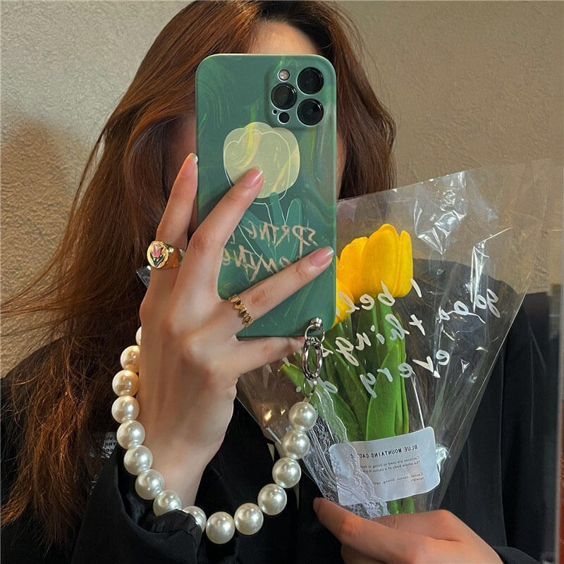 New Tulip Oil Painting - Pearl Bracelet TPU iPhone Case iPhone Case