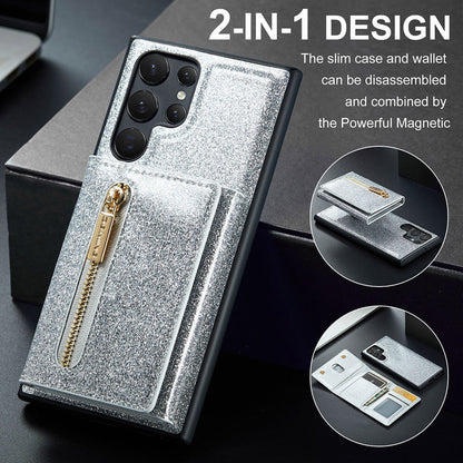 Newest Magnetic Bling Leather Detachable Wallet Samsung Case