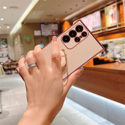 Luxury Electroplating Stand Ring Holder Phone Case With Finger Ring For Samsung Samsung Case