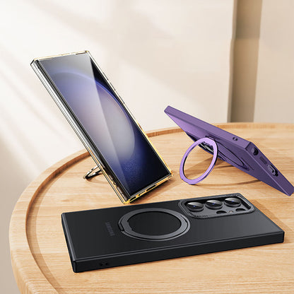 Invisible Magnetic MagSafe Bracket Anti-fall Phone Case For Samsung Galaxy S23 Ultra Plus Support Wireless Charging