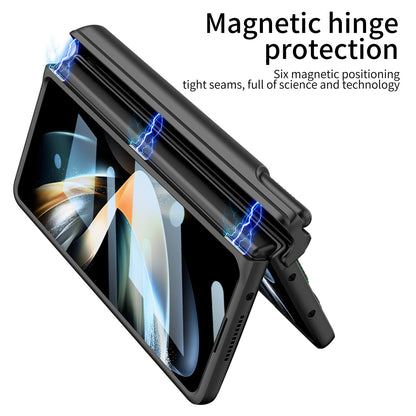 Magnetic Hinge S Pen Slot Luxury Wristband Holder Phone Case For Samsung Galaxy Z Fold4 Fold3 5G Case With Back Screen Glass Protector Samsung Cases