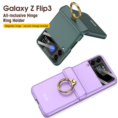 Newest Magnetic All-inclusive Hinge Ring Holder Case For Samsung Galaxy Z Flip3 Flip4 5G Samsung Cases