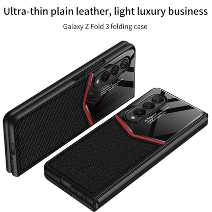 Ultra-thin plain leather luxury business Tempered Glass - Samsung Galaxy Z Fold 3 5G Phone Case Samsung Galaxy Z Fold 3 Case