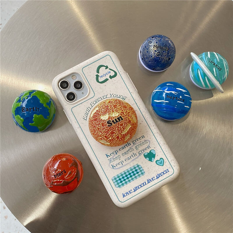 Newest Degradable Planet bracket Environmental Protection Earth Phone Case For iPhone